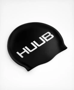 Silicone Swim Cap -Athlete Outfit Black HUUB Silicone Swim Cap Flat Lay 45