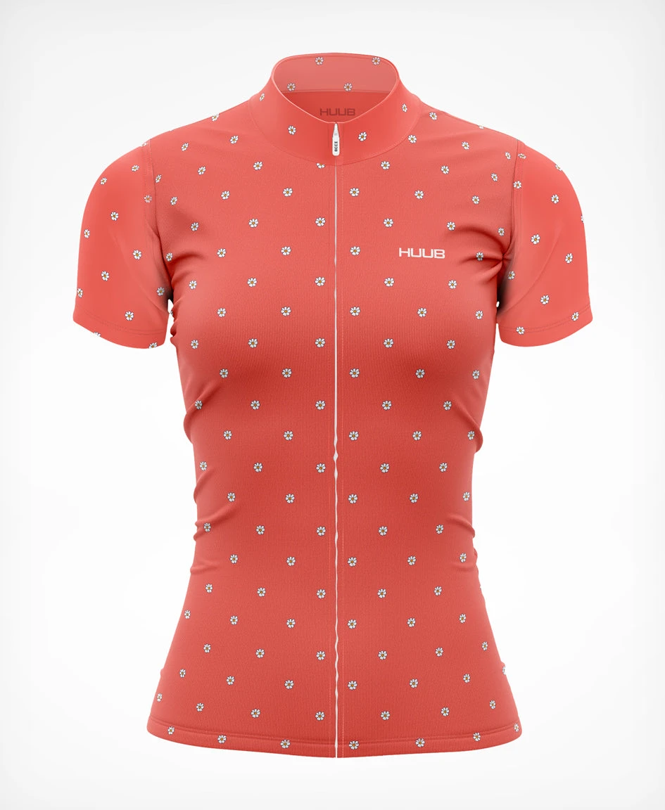 La Fleur Short Sleeve Jersey Coral Flowers - Women's 3 La Fleur Short Sleeve Jersey Coral Flowers - Women's