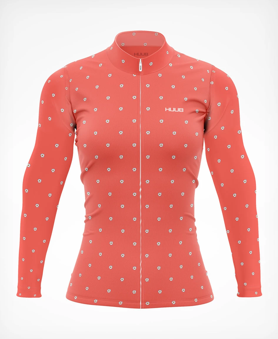 La Fleur Thermal Long Sleeve Jersey Coral Flowers - Women's 3 La Fleur Thermal Long Sleeve Jersey Coral Flowers - Women's