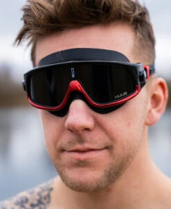 Ryft Open Water Swim Mask Black / Red - Dark Smoke Lens 9 Ryft Open Water Swim Mask Black / Red - Dark Smoke Lens -Athlete Outfit RyftGoggle Red LifestyleImagery01